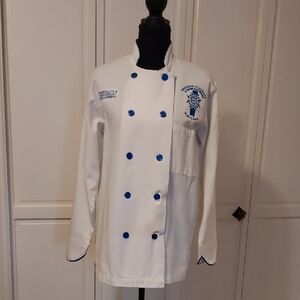Chefs Jacket Le Cordon Bleu Paris Size S White Blue VINTAGE
